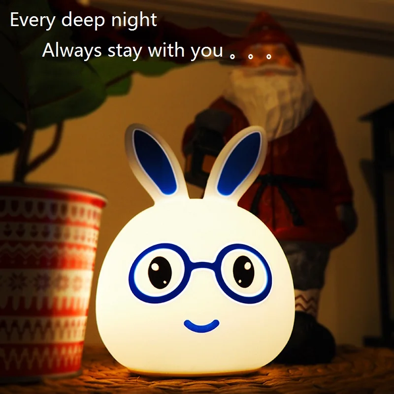 Ночной светильник с мультяшным Кроликом сенсорный датчик ночник милый