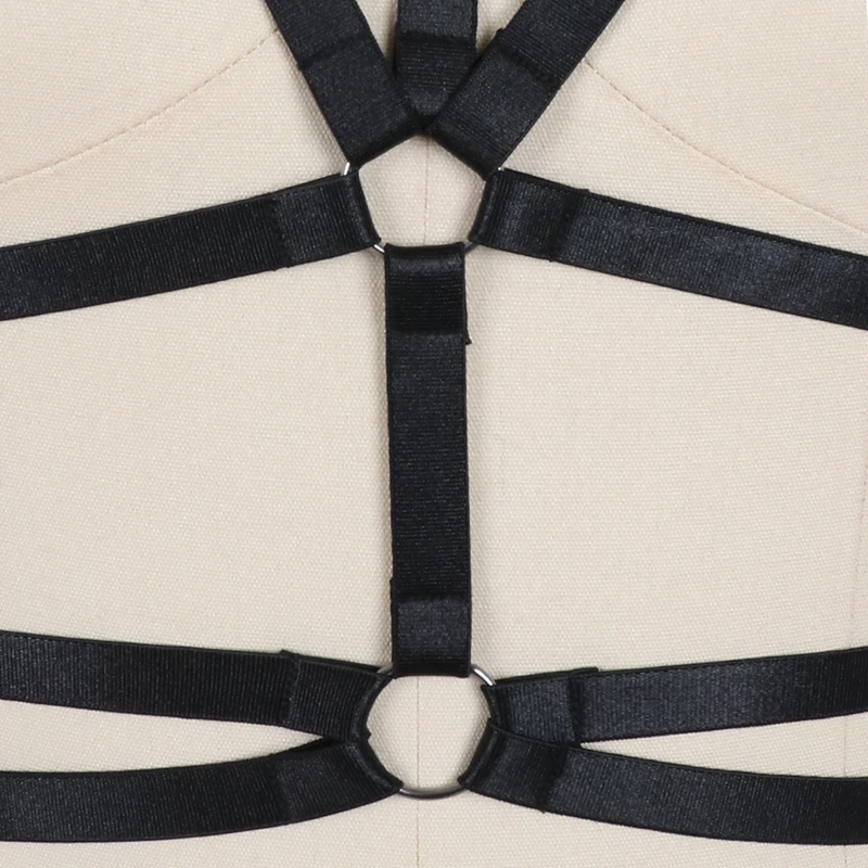 

Underwear Body Harness Fetish Bondage Club Wear Teddy Lingerie Gothic Sexy Lingerie 90's Cupless Women's Harness Bra Black