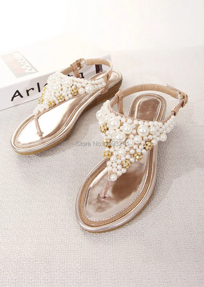 2015 spring new fashion sexy hot explosion models pearl rhinestone thong shoe | Обувь