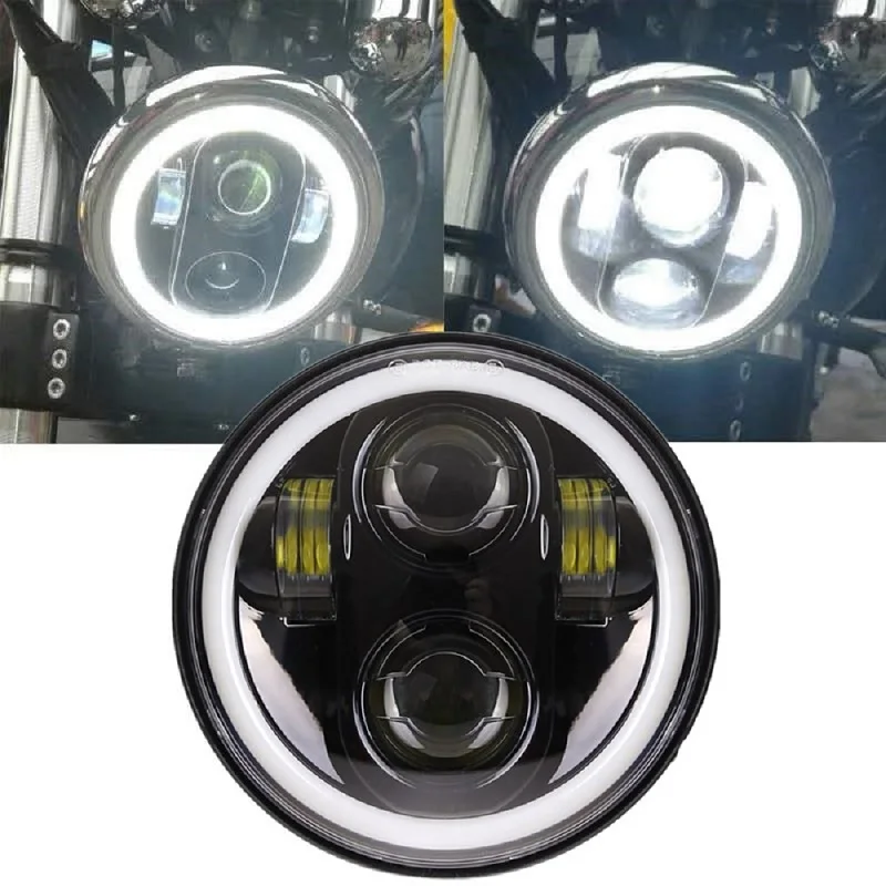 40W With Halo Фара мотоцикла 5 3/4 5,75 дюймов проектор фары Дневные ходовые огни для Yamaha, для кафе, для гоночного Подставка-поплавок для go для Honda мотоциклы 40 Вт 45 Вт 80 Вт - Цвет: 40W With Halo
