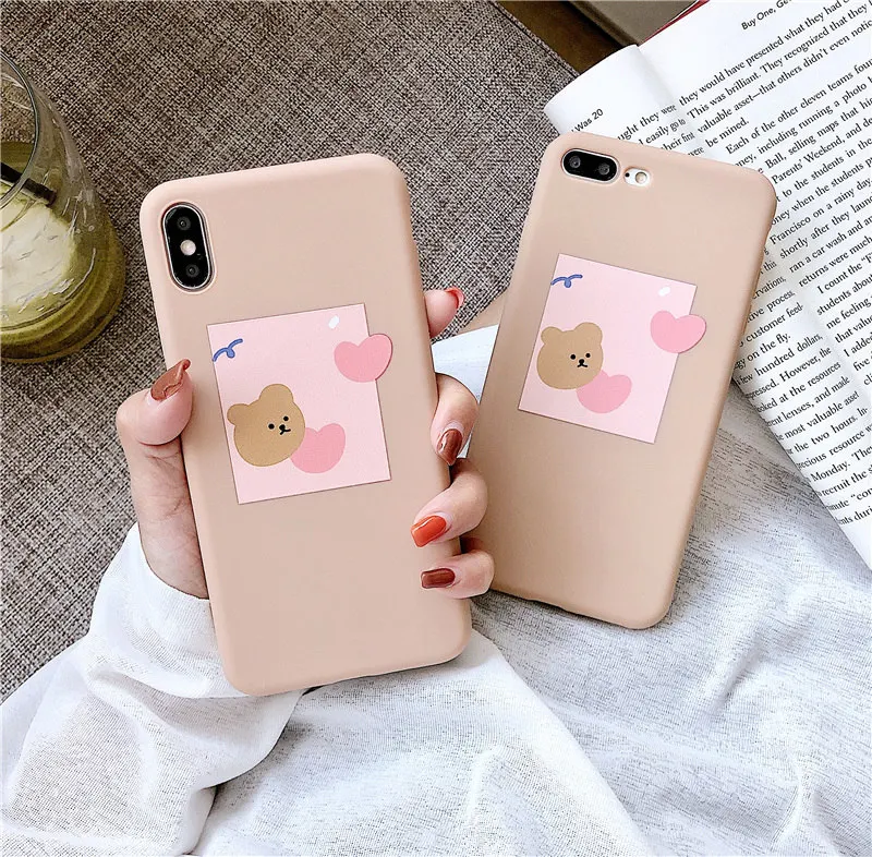 Pink jelly bear case for iphone x xr xs xsmax cover candy love heart photo fundas 6s 6 8 7 plus cartoon coque |