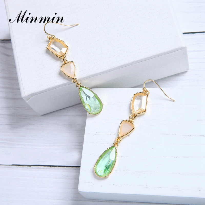 Minmin Весна Разноцветные кристаллы длинные висячие серьги для женщин 2019 новые