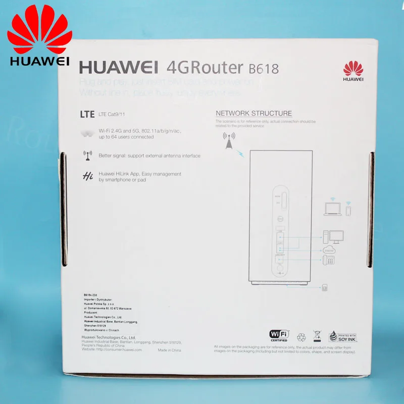 Беспроводной маршрутизатор Huawei B618 беспроводной с антенной 4G LTE FDD800/900/1800/2100/2600 МГц