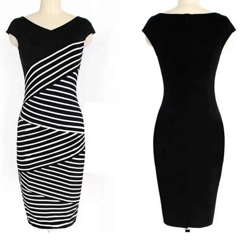 Женщины лето dress для женщин 2017 сексуальный хип полоса карандаш плюс размер