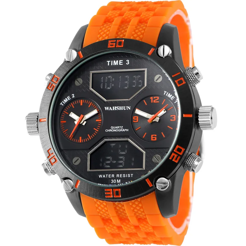 Роскошные брендовые Модные мужские военные спортивные часы кварцевые цифровые с
