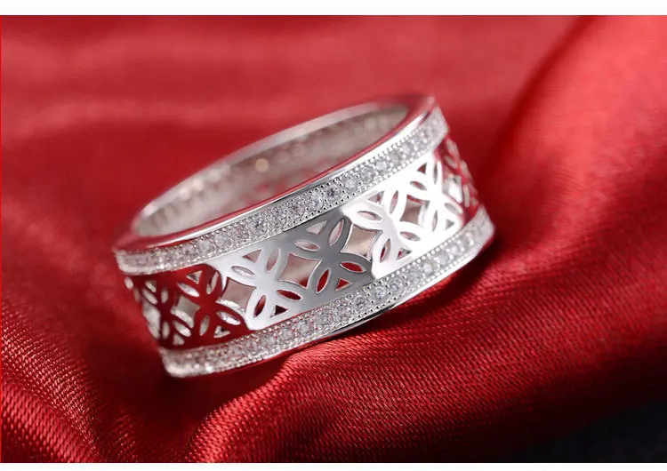 

Solid Real Original solid 925 Sterling Silver vintage retro Engagement wedding band Ring for Women finger jewelry R880S