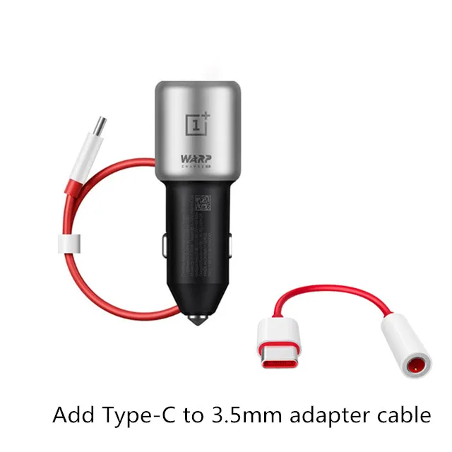OnePlus Warp Charge 30 автомобильное зарядное устройство EU UK вход 12V 24V 4.5A выход 5V 6A Max для OnePlus 5/5 T/6/6 T/7/7pro - Тип штекера: Add Type-C to 3.5mm