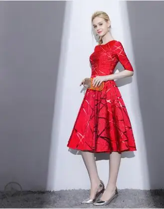 Red Коктейльные платья с геометрическими фигурами, винтажное платье для выпускного вечера, платья для дня рождения, вечерние платья, vestido de noiva - Цвет: Red