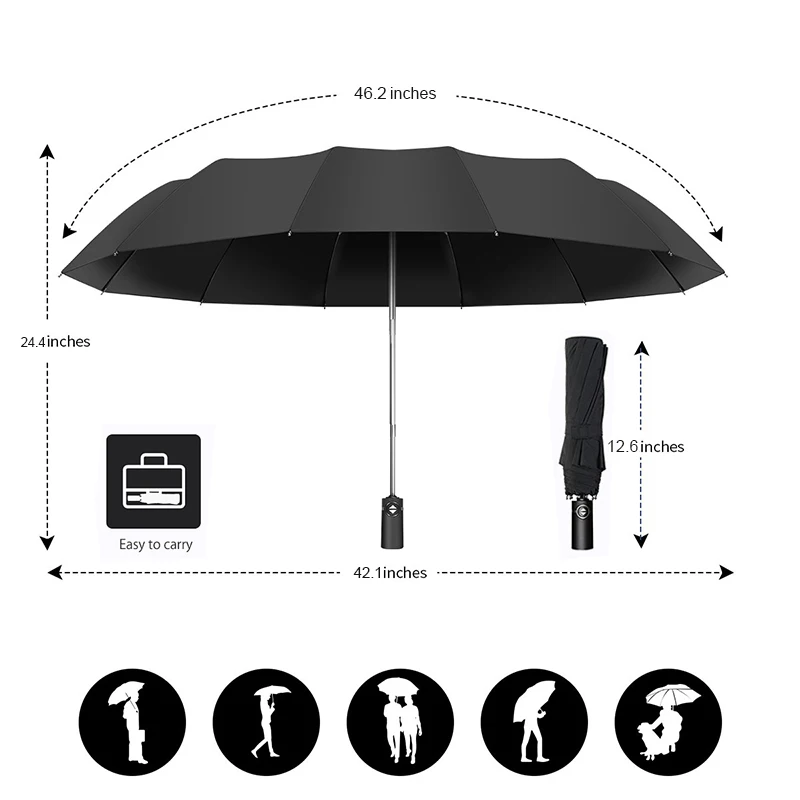 Зонт Автоматический складной с защитой от ветра и дождя 12 к|Зонтики| |