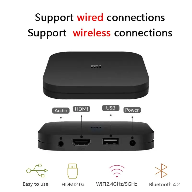Xiaomi mi коробка S 4 к ТВ Cortex-A53 четырехъядерный 64 бит Mali-450 1000Mbp Android 8 1 2 ГБ + Гб HD 0 г/5 Г WiFi
