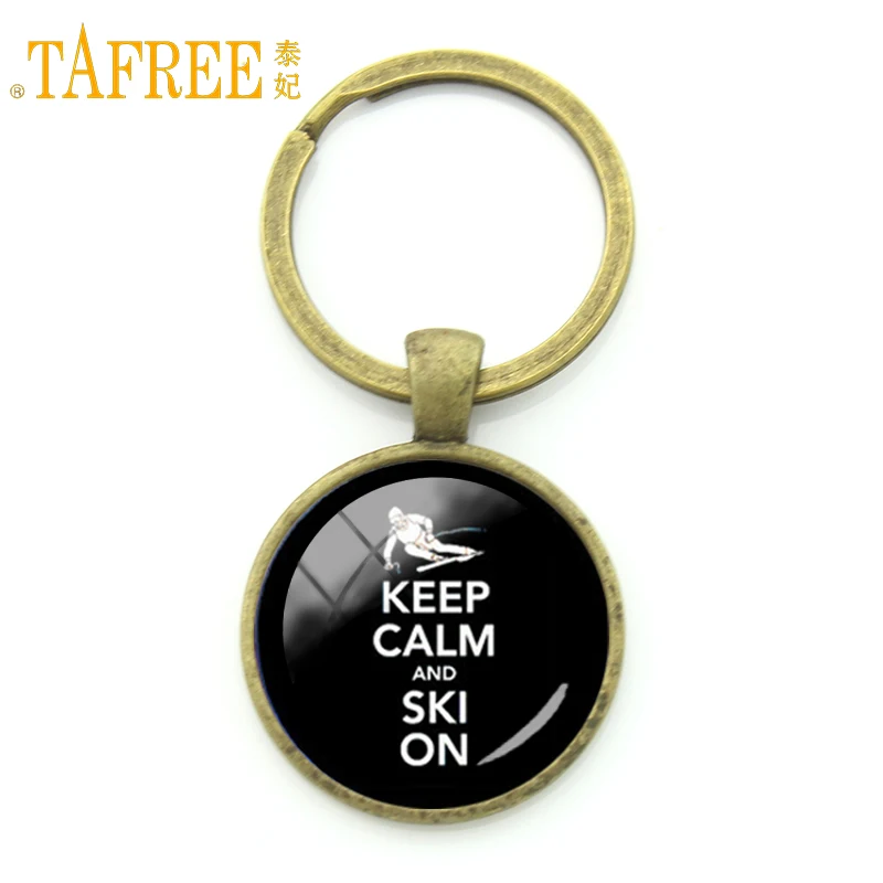 TAFREE время для занятий спортом с надписью Keep Calm And лыжный на брелок повседневной