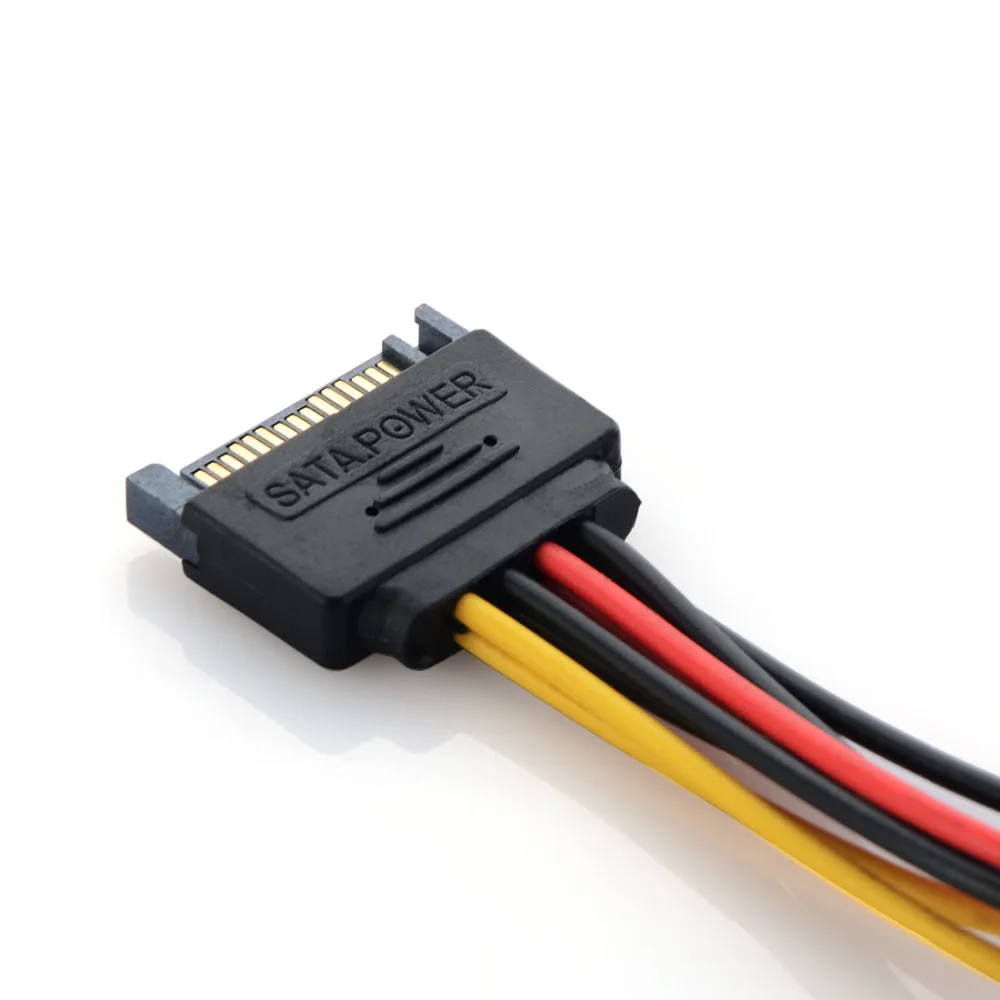 Новый 19 см кабель адаптера питания 15-контактный SATA штекер для Dual Molex 4-контактный
