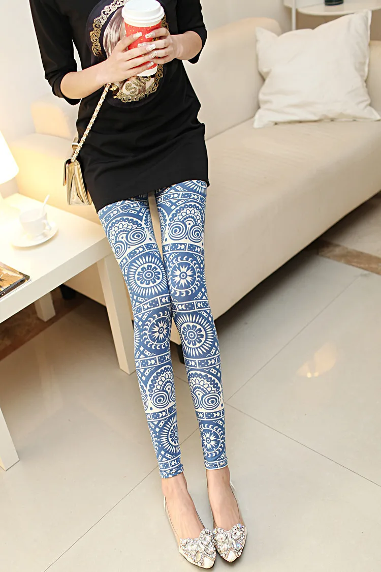 vintage flower paisley Leggings lovely print dot owl Leggins For Women summer lightweight leggings red black blue | Женская одежда