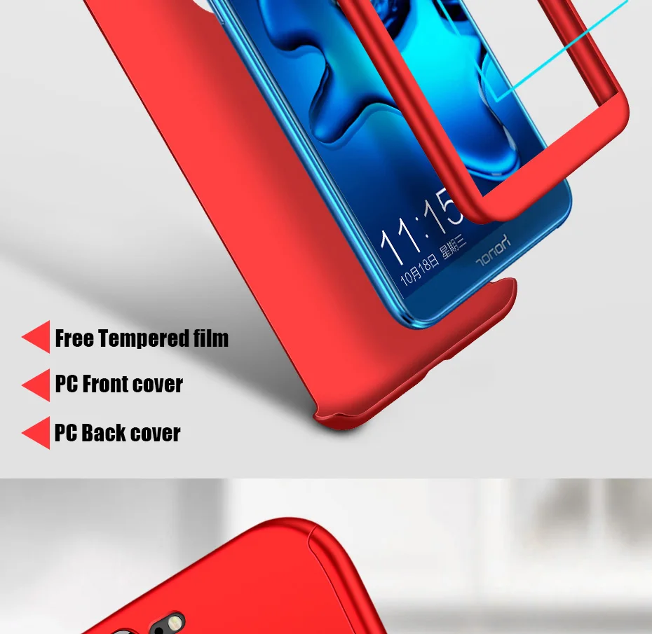 Роскошный 360 Полный чехол для телефона Huawei Honor 10 9 8 Lite чехол с закаленным стеклом для Honor 8 9 10 защитный чехол