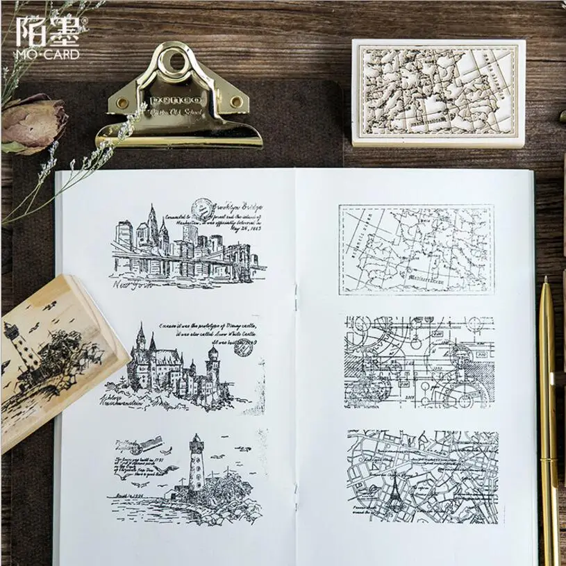 Новый Винтажный дорожный строительный штамп DIY деревянные и резиновые штампы для