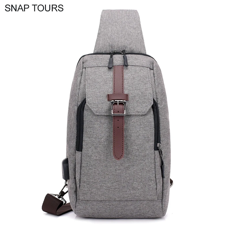Snap Tours короткая мужская нагрудная сумка через плечо с usb зарядкой модная летняя