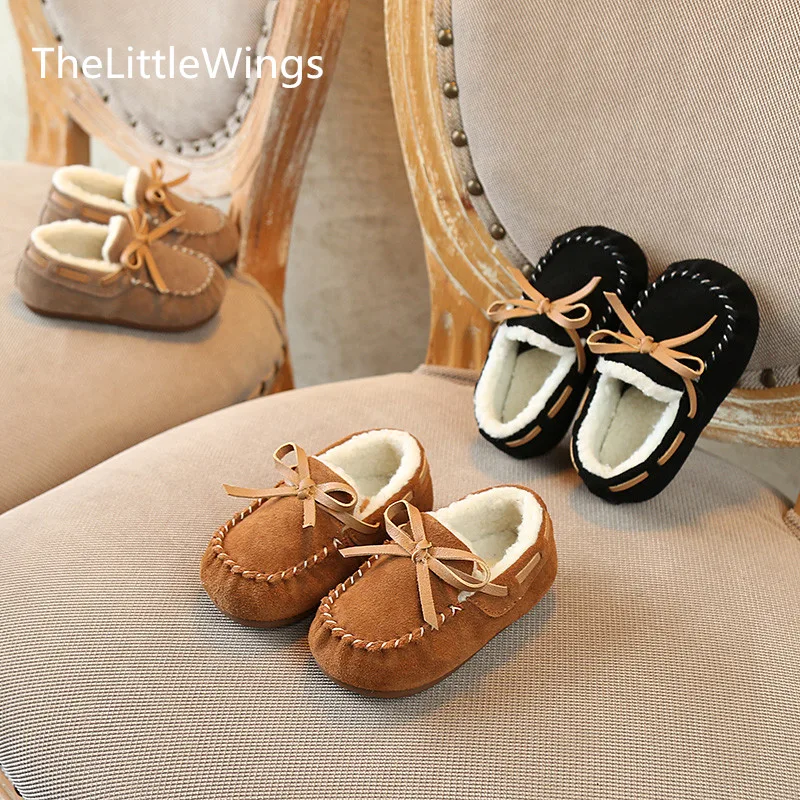 2018 г. Зимняя детская обувь кашемировые Лоферы для девочек и мальчиков от 0 до 1