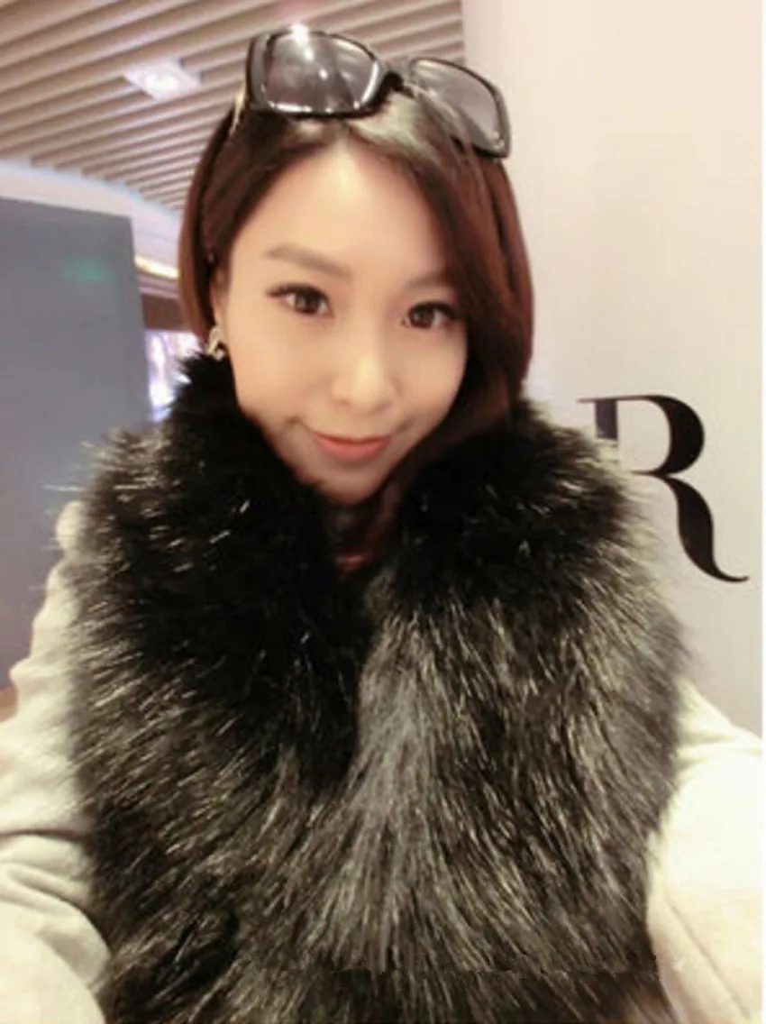 Модный харию лохматый искусственного лисьего меха Теплый длинный шарф-воротник