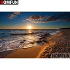 Алмазная 5d-вышивка HOMFUN A19533, полноразмернаякруглая картина сделай сам с изображением морского заката, вышивка крестиком, домашний декор