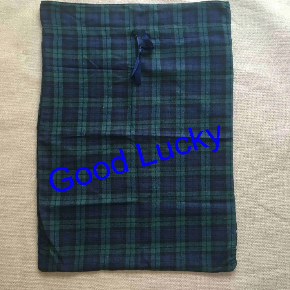 30 шт./лот Бесплатная доставка Рождественский клетчатый мешок Санта-Клауса