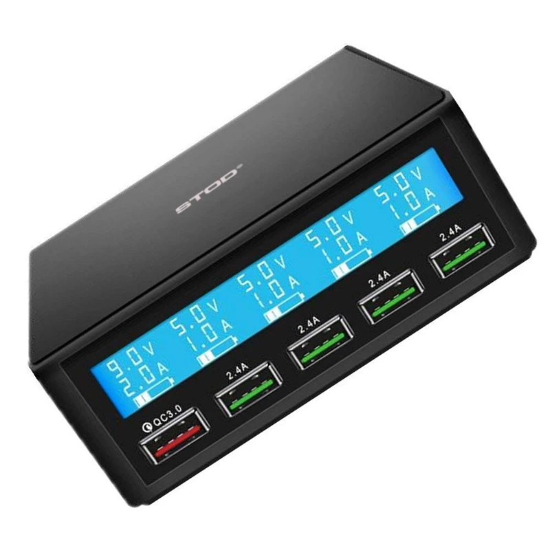 stod multi port usb charger 50w led display quick charge 3 0 fast charging for samsung realme nexus redmi mi qc3 0 power adapter free global shipping