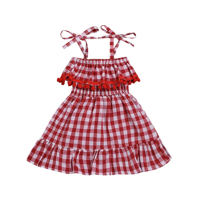 Летнее платье принцессы для маленьких девочек детское праздничное в красную