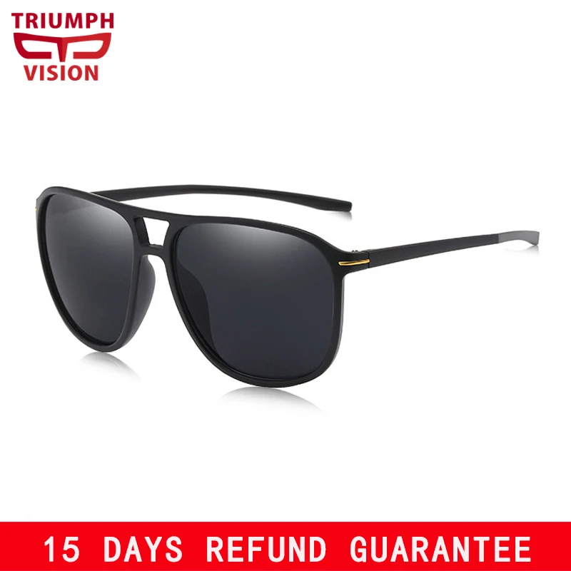 Мужские солнцезащитные очки TRIUMPH VISION матовые черные с градиентом большие простые
