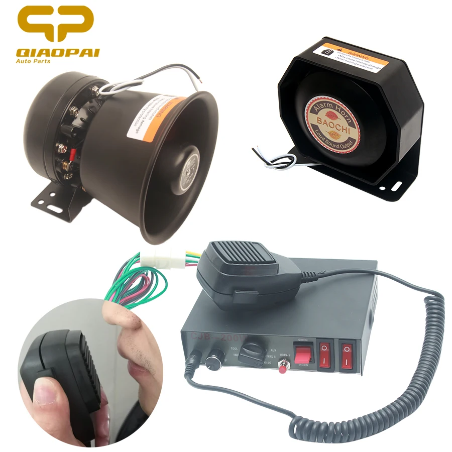 Для автосигнализации 200W Динамик электронный звуковой сигнал 12V 24V MIC Системы