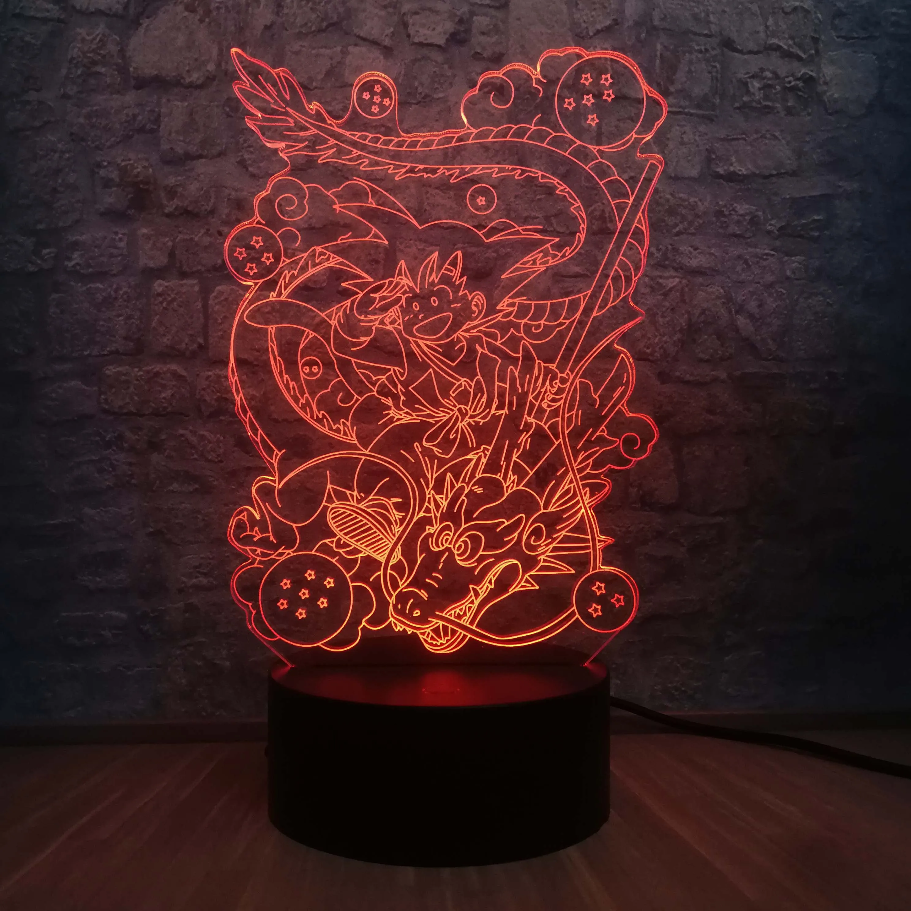 Хит мультяшная фигурка 3D лампа драконий жемчуг 7 цветов Светодиодный настольный