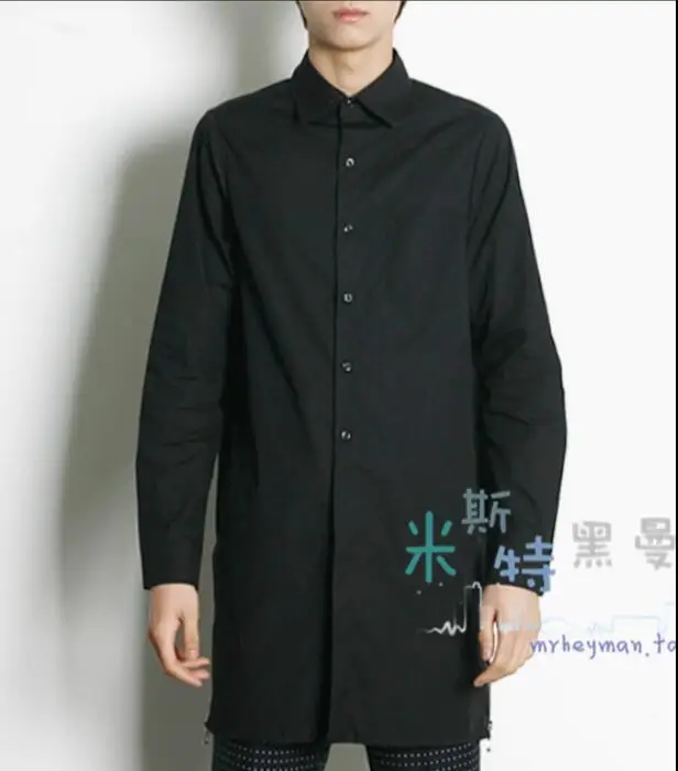 S-5XL ! 2018 New Men's clothing GD Hair Stylist fashion Medium and long Side open sway zipper Shirt plus size costumes