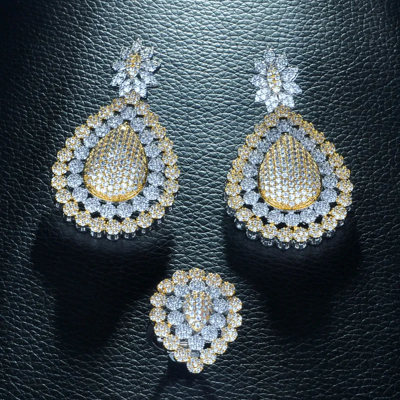 Be 8 Brilliant AAA CZ 2 Tones Jewelry Sets Bridal Wedding 4 Pcs Earring Necklace for Women Gift Parure Bijoux Femme S260 | Украшения и