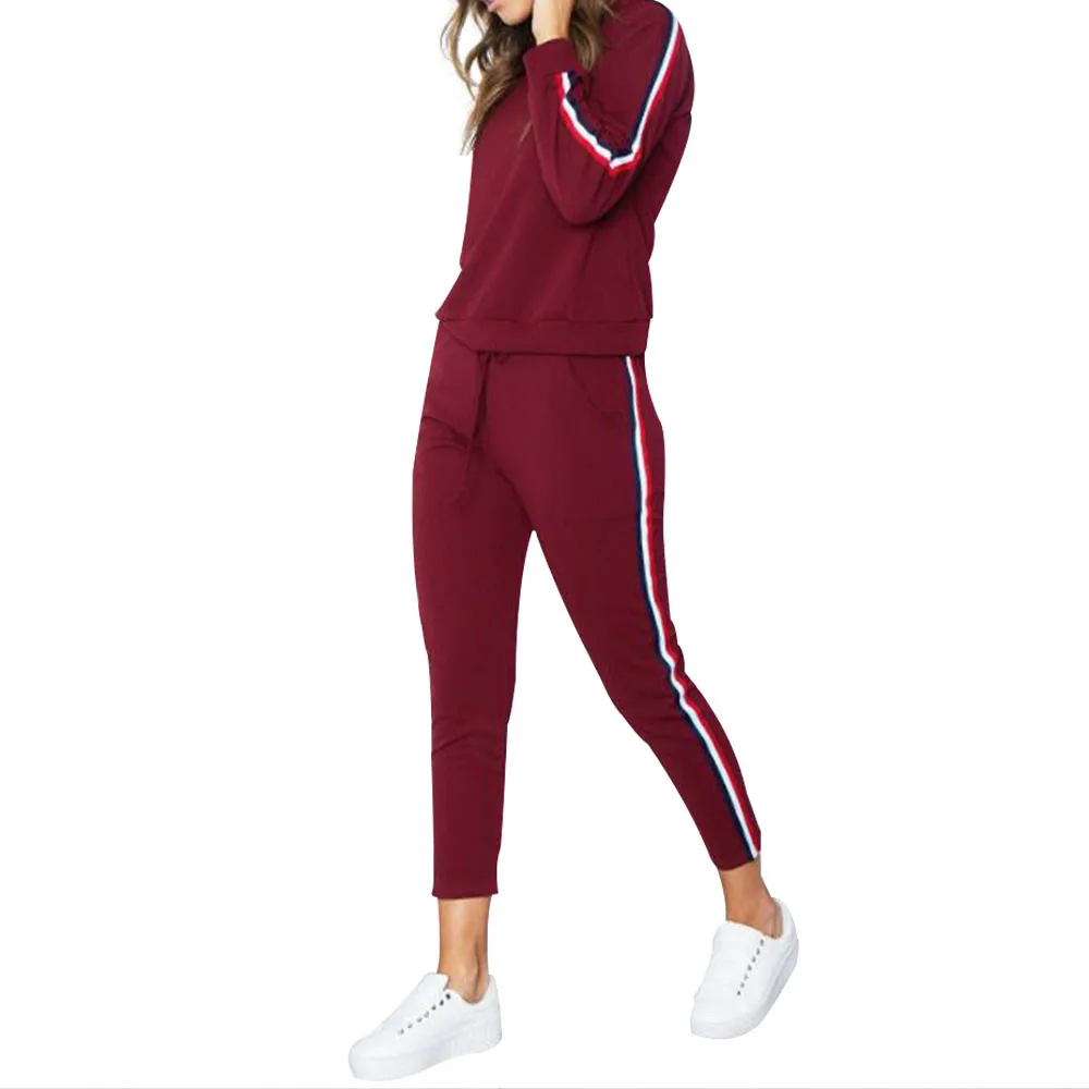 Женские спортивные костюмы из 2 предметов однотонные на шнуровке с длинным