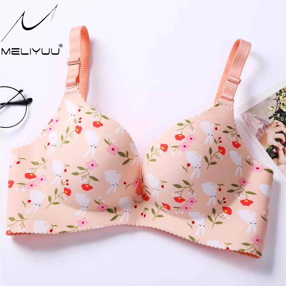 

New Young Girl Underwear Fashion Cartoon Bralette Push Up Bras For Women Wireless Padded Brassiere Seamless Bra Sexy Lingerie