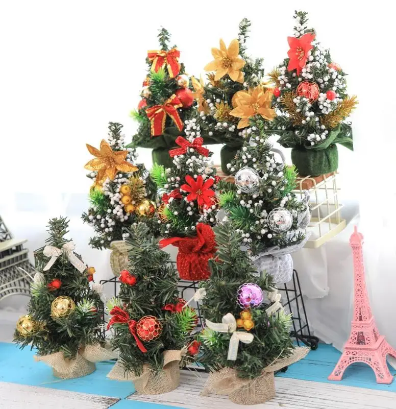 

Christmas Trees Party New Year Table Decorative Pine Tree Home Decoration Mini XMAS Tree with Pendants festive events supplies