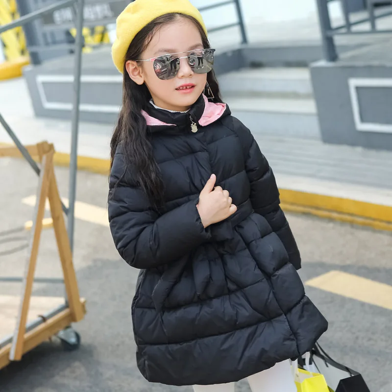 2017 зимняя детская длинная утка вниз и парки пуховик для девочек куртки пальто