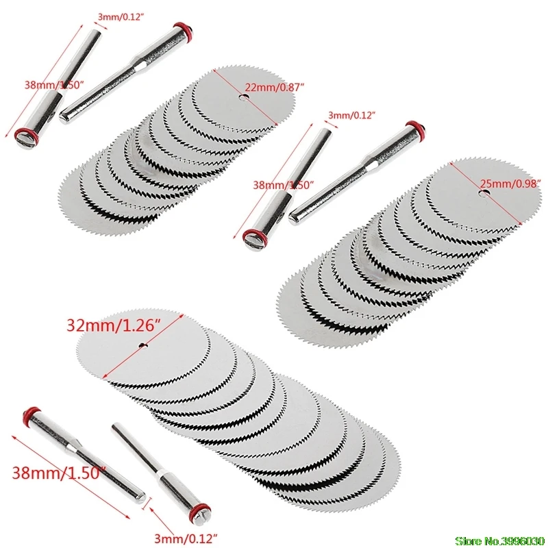 

10 x 25mm Wood Saw Blade Disc + 2 x Rod Dremel Rotary Cutting Tool