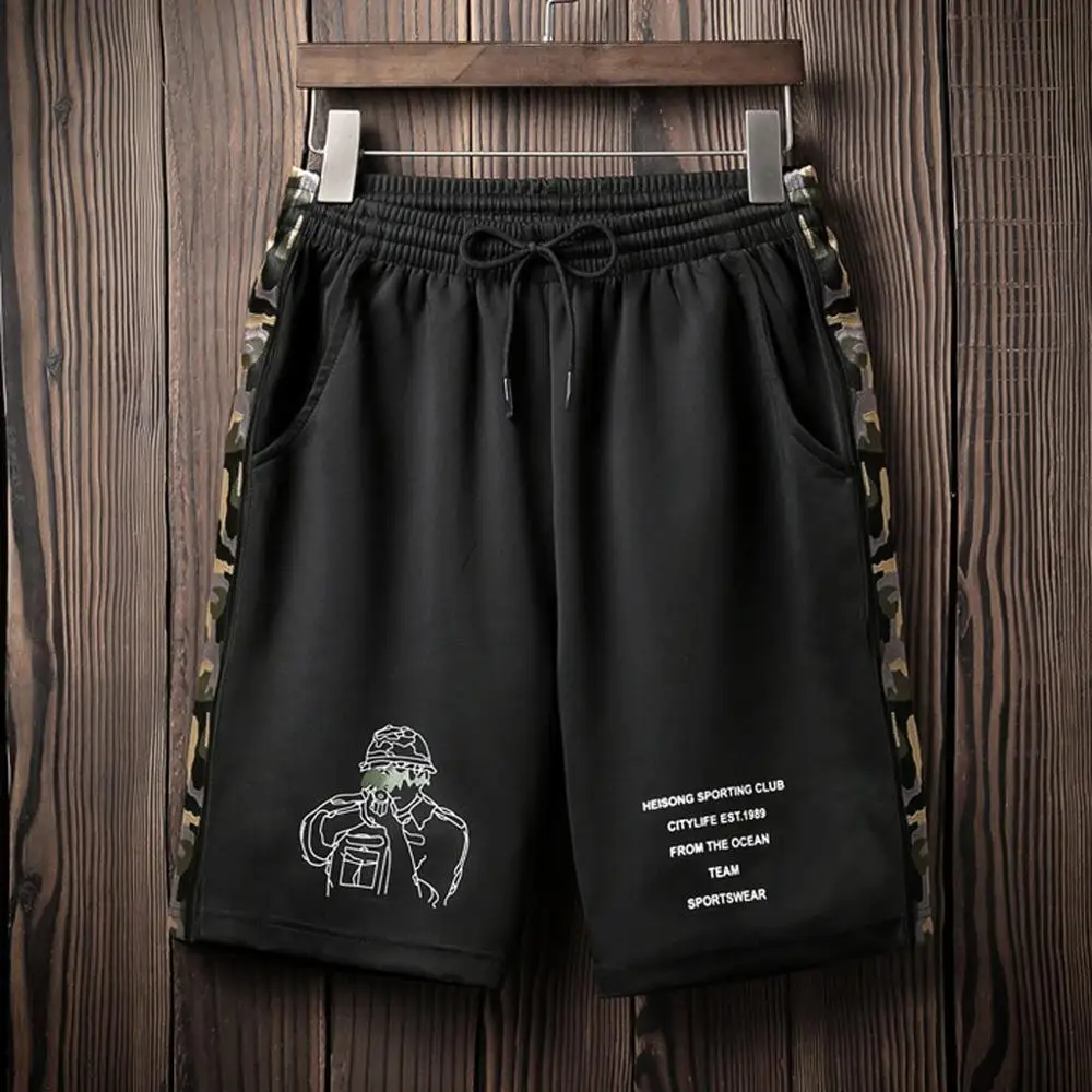 

Men's Letter Short Casual Print Straight Beach Slim Fit Trousers Summer Cool Soft Clothes Male Patchwork Fashion Loose Sports