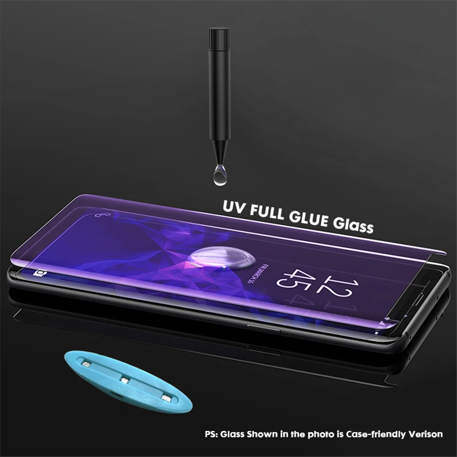 Akcoo S8 защита экрана от синего излучения для samsung Galaxy S8 9 Note 8 9 УФ стекло Полный Клей чехол дружественная пленка защита глаз