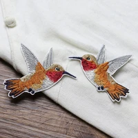 1pcs embroidered cloth patch iron on creative clothing decorations cartoon hummingbird pattern