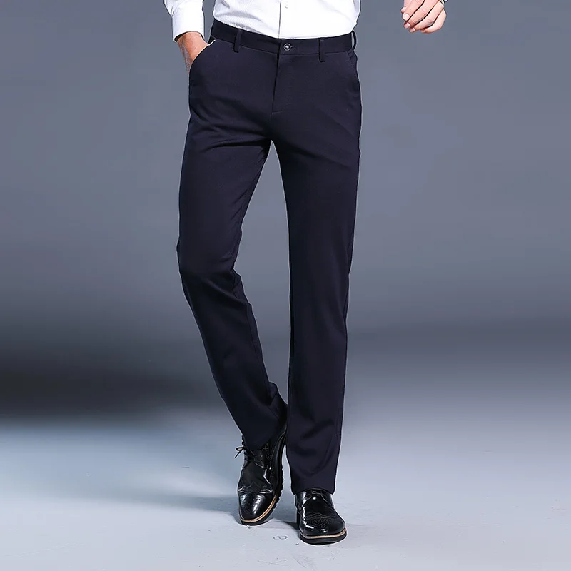 N& B Брюки Для мужчин Slim Fit Для мужчин s Платье черного цвета брюки формальные Бизнес брюки Мужской полный Длина брюки классический костюм брюки SR40 - Цвет: SR40 Blue Pants