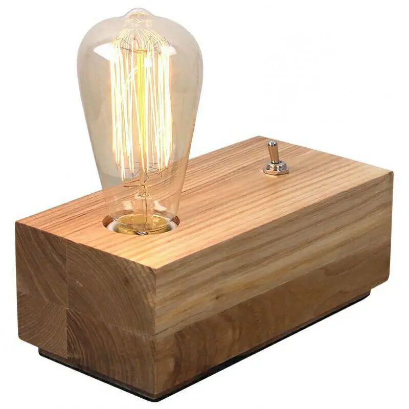 Винтажная деревянная настольная лампа Эдисона индивидуализированная
