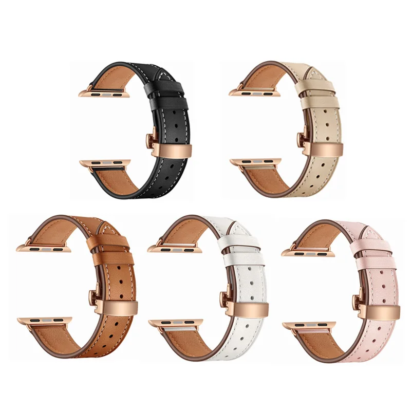 Ремешок из натуральной кожи для часов Apple Watch 40 мм 44 38 42 Iwatch 1 2 3 4 роскошный браслет