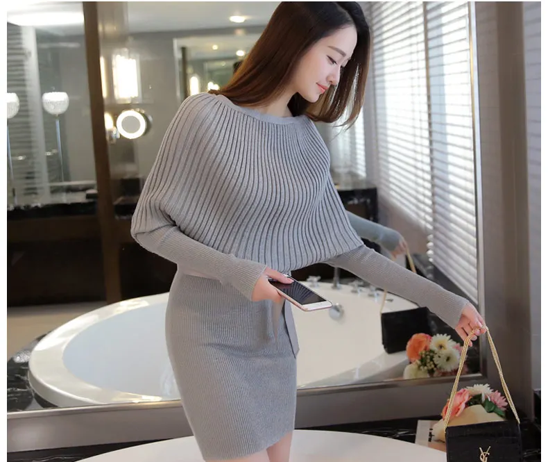 Женское платье свитер Dongkuan Осеннее длинное с рукавом летучая мышь 2019|new women|women