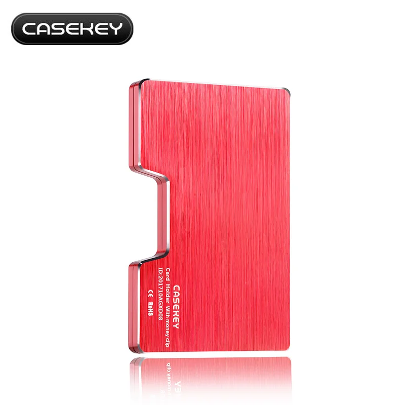 CaseKey новая RFID визитница из алюминиевого сплава чехол с высокой емкостью держатель ID карты автоматический держатель для карт - Цвет: Красный