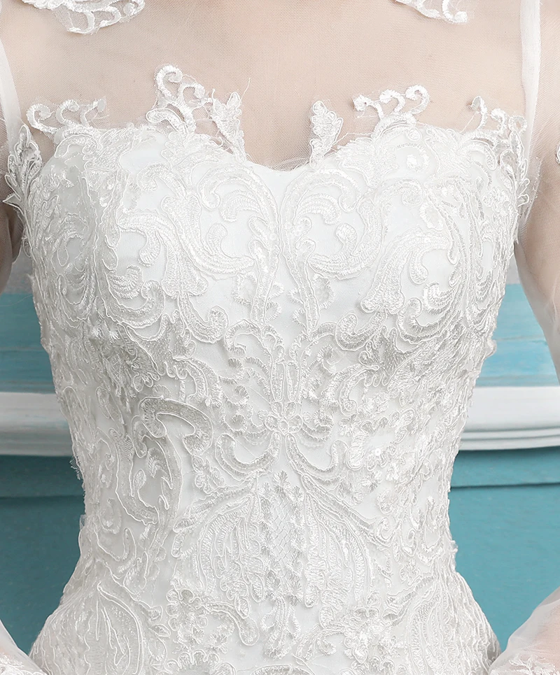Элегантное кружевное платье с прозрачной горловиной Vestidos De Novia фатиновые