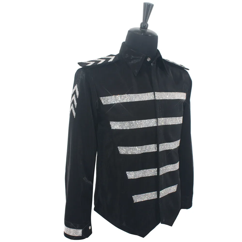 Мужская рубашка в стиле милитрей ретро из 100% хлопка с кристаллами ручной работы MJ