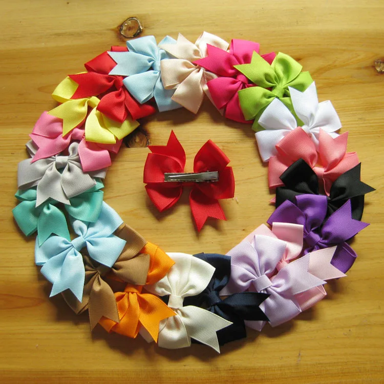 Заколка для волос с бантом из атласной ленты 40 шт.|bow hair baby|clip for babyclips |