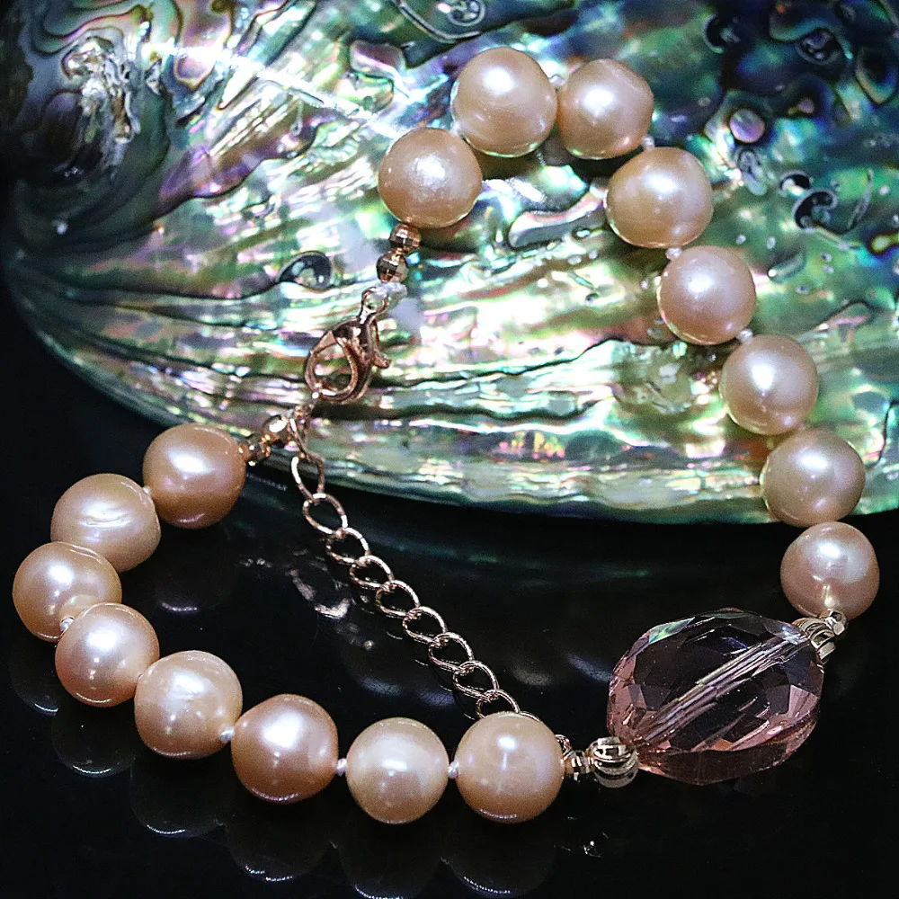 Амулеты подарок натуральный пресноводный оранжевый жемчуг браслет круглые