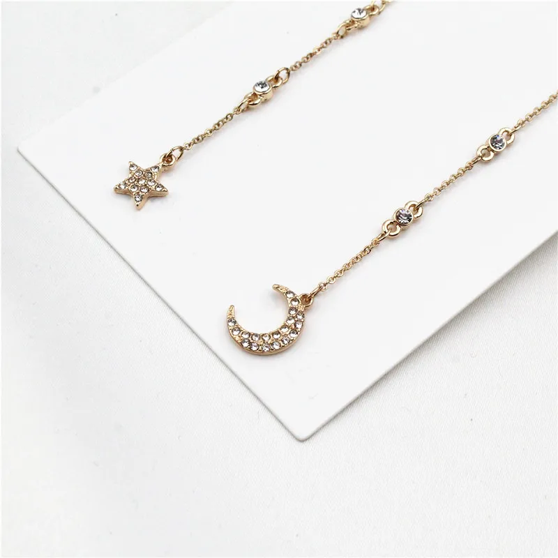 New Statement Elegant Crystal Star Drop Earrings for Women Fashion Long Chain Moon Dangle Jewelry Gift High Quality | Украшения и