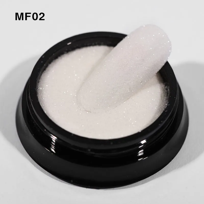 MF02 2 г/кор. голографический блестящий порошок Сияющий сахар Пыль для ногтей белые блестки Аврора матовый эффект порошки для украшения ногтей - Цвет: MF02